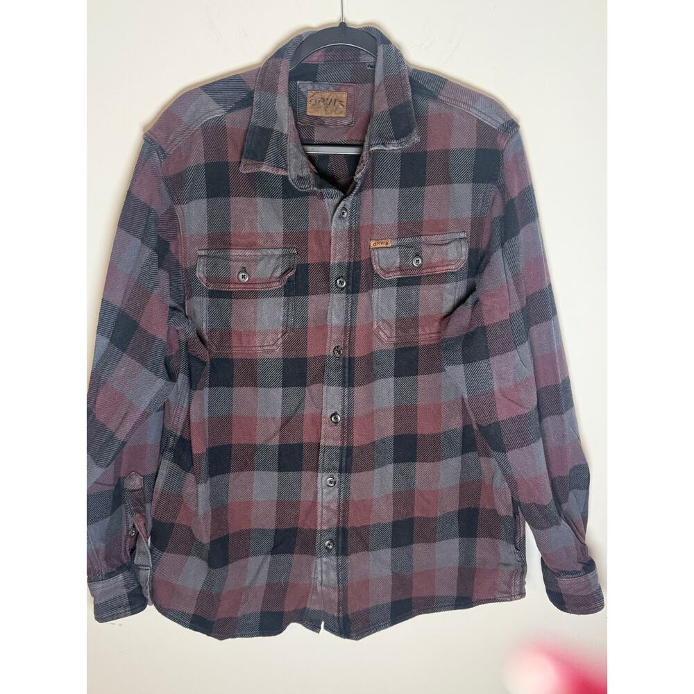 Orvis Heavyweight Plaid Flannel Button Down Shirt Men’s Size‎ Large